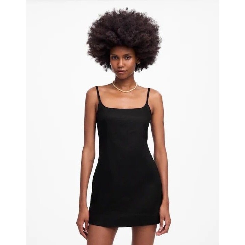 MADEWELL Squareneck Romper 2 Jet Black Linen Blend Stretch Skort NWT B58